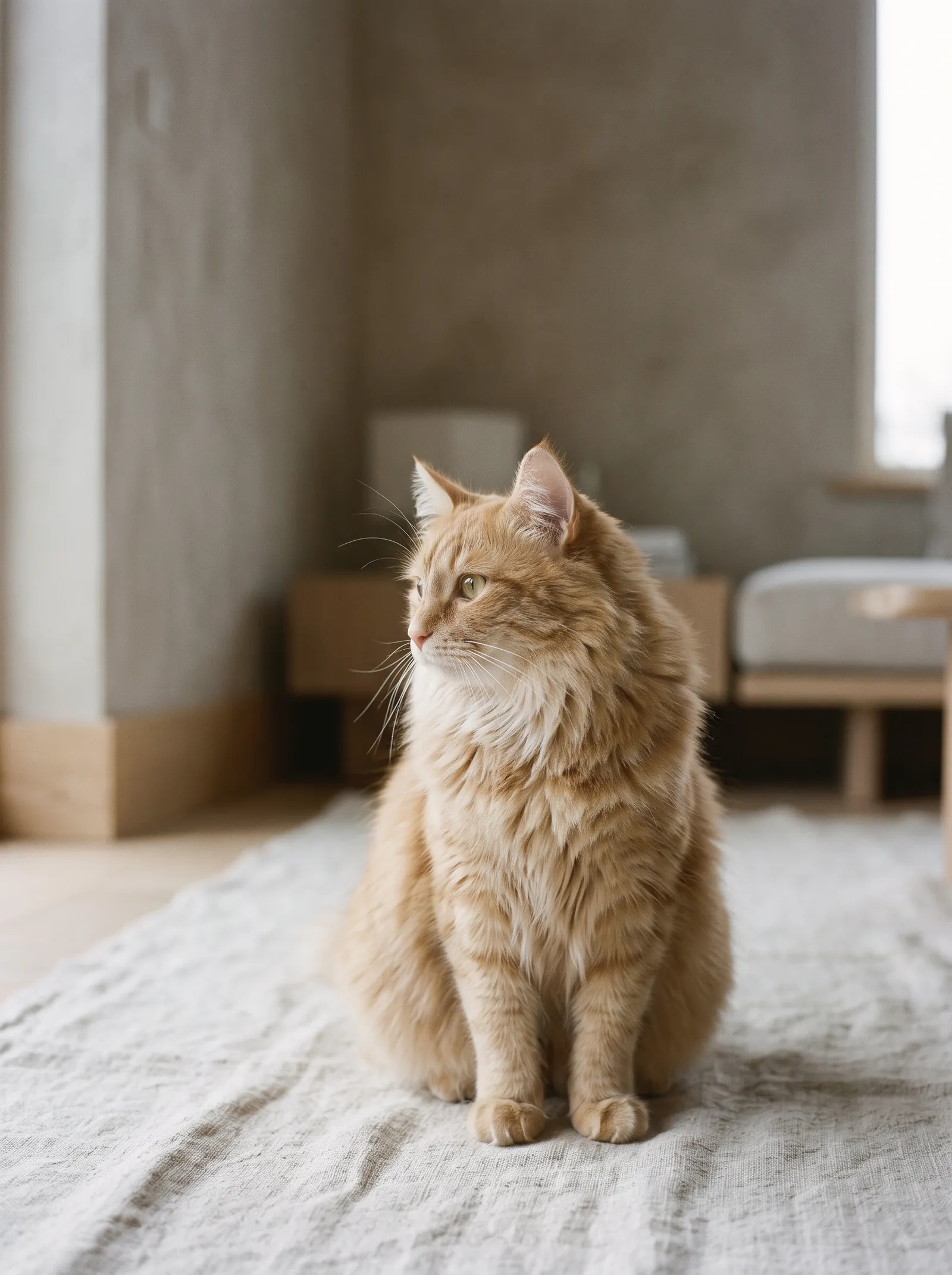 橘猫竖起耳朵，回头听见有人叫它